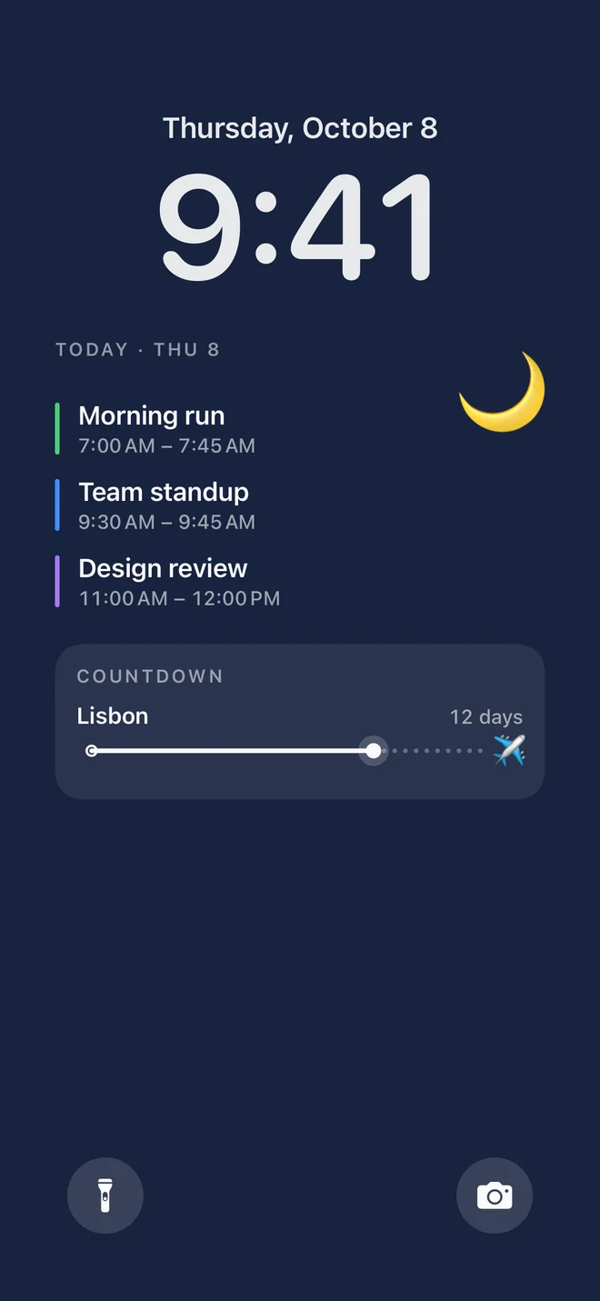 A midnight blue wallpaper counting down 12 days to Lisbon.